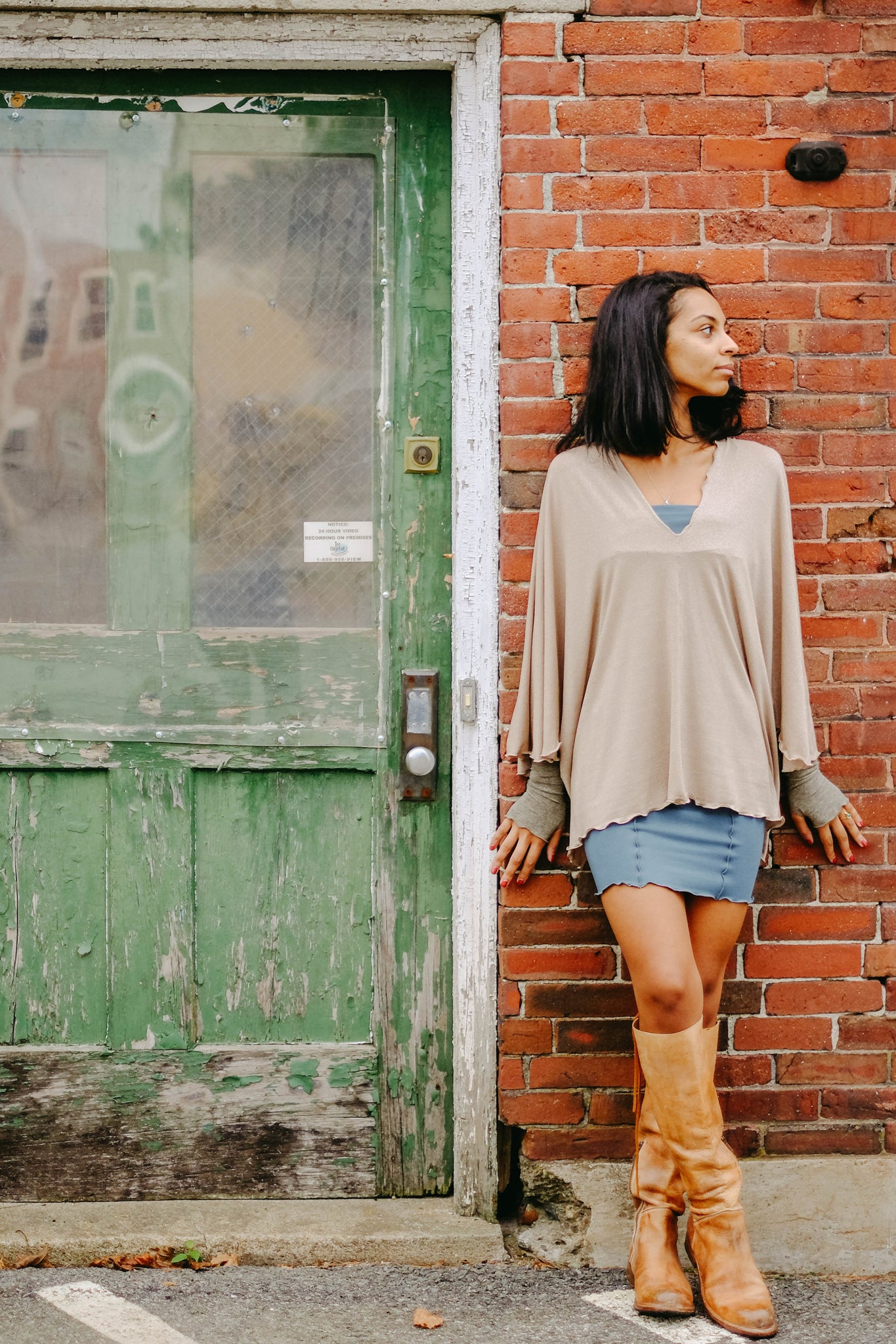 champagne shimmer lil fox with gold shimmer aria sleeves and ocean pencil skirt styled as dress