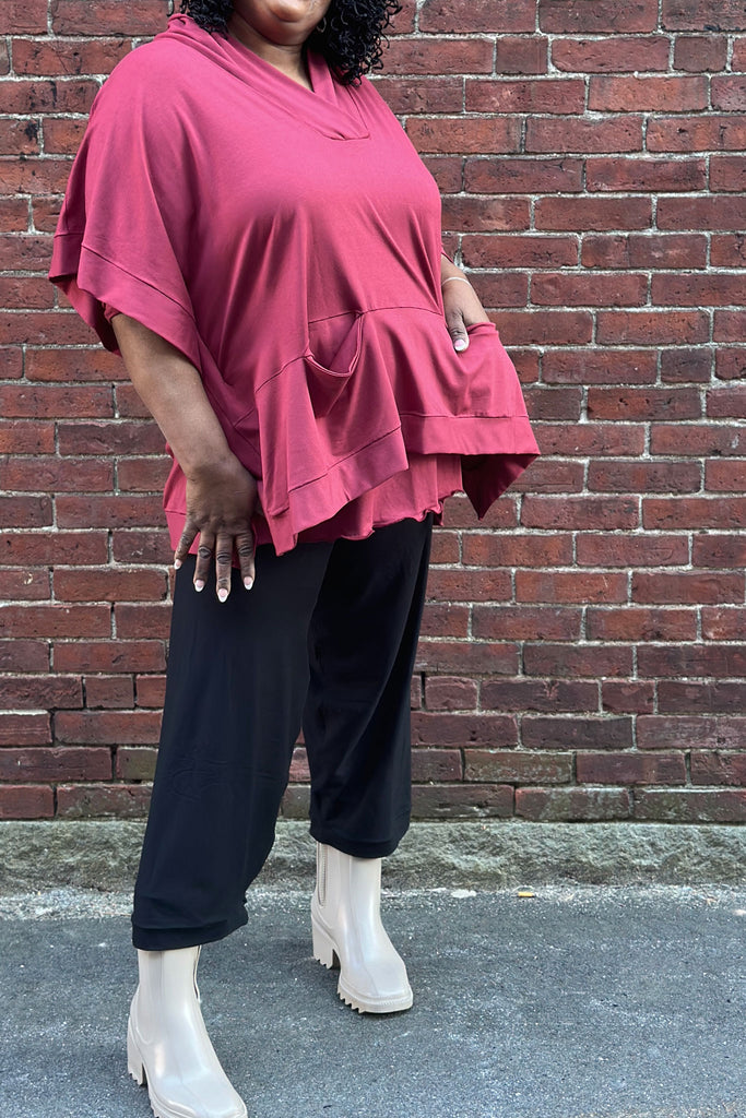frida in ruby bamboo with black bloom pant