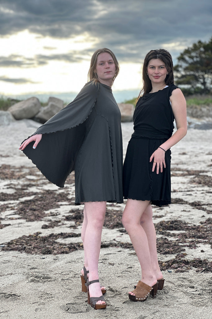 angelrox® dahlin' dress on two lovely angels in fir + black 