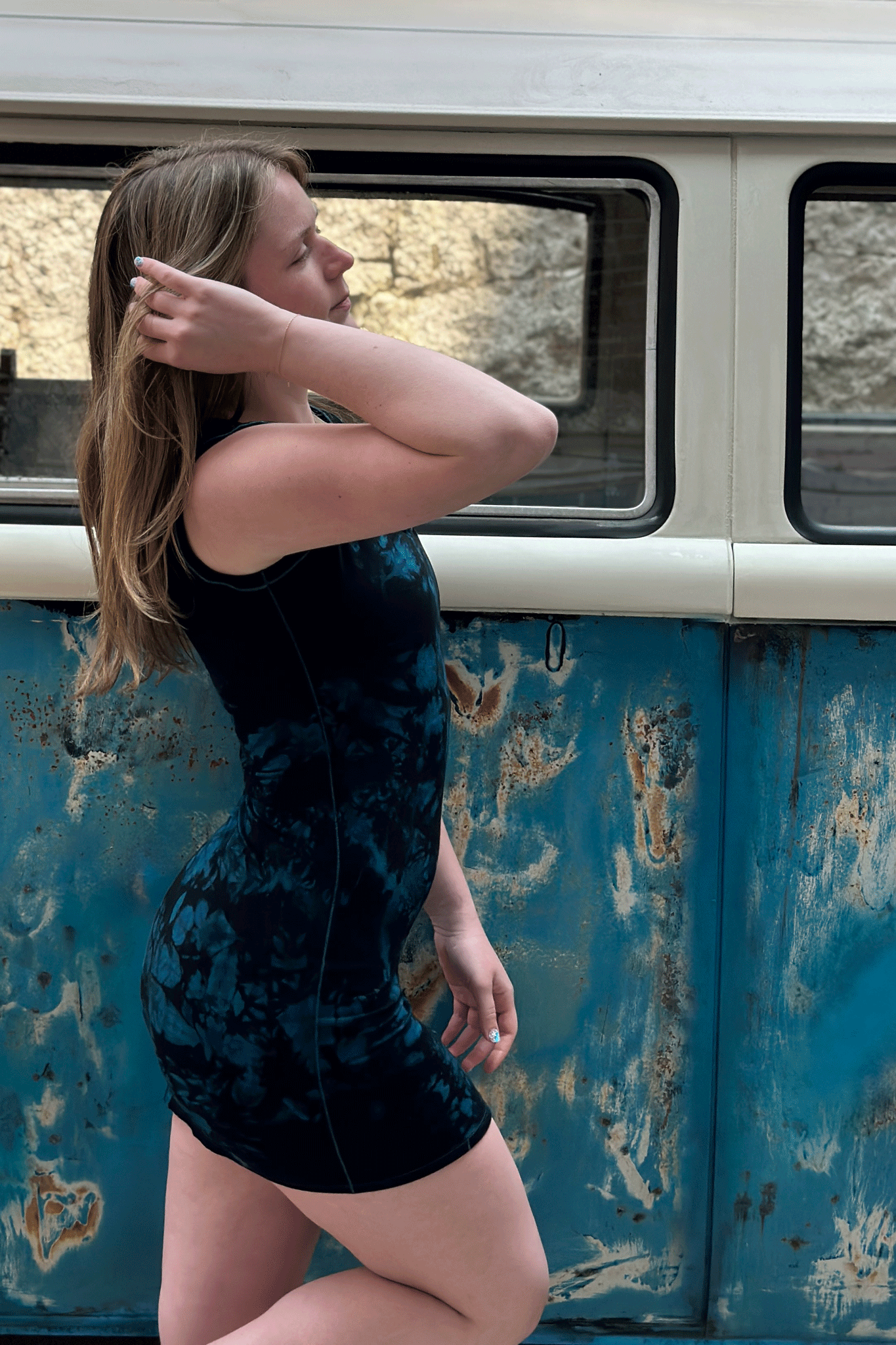 wifey tank mini dress in blue crush