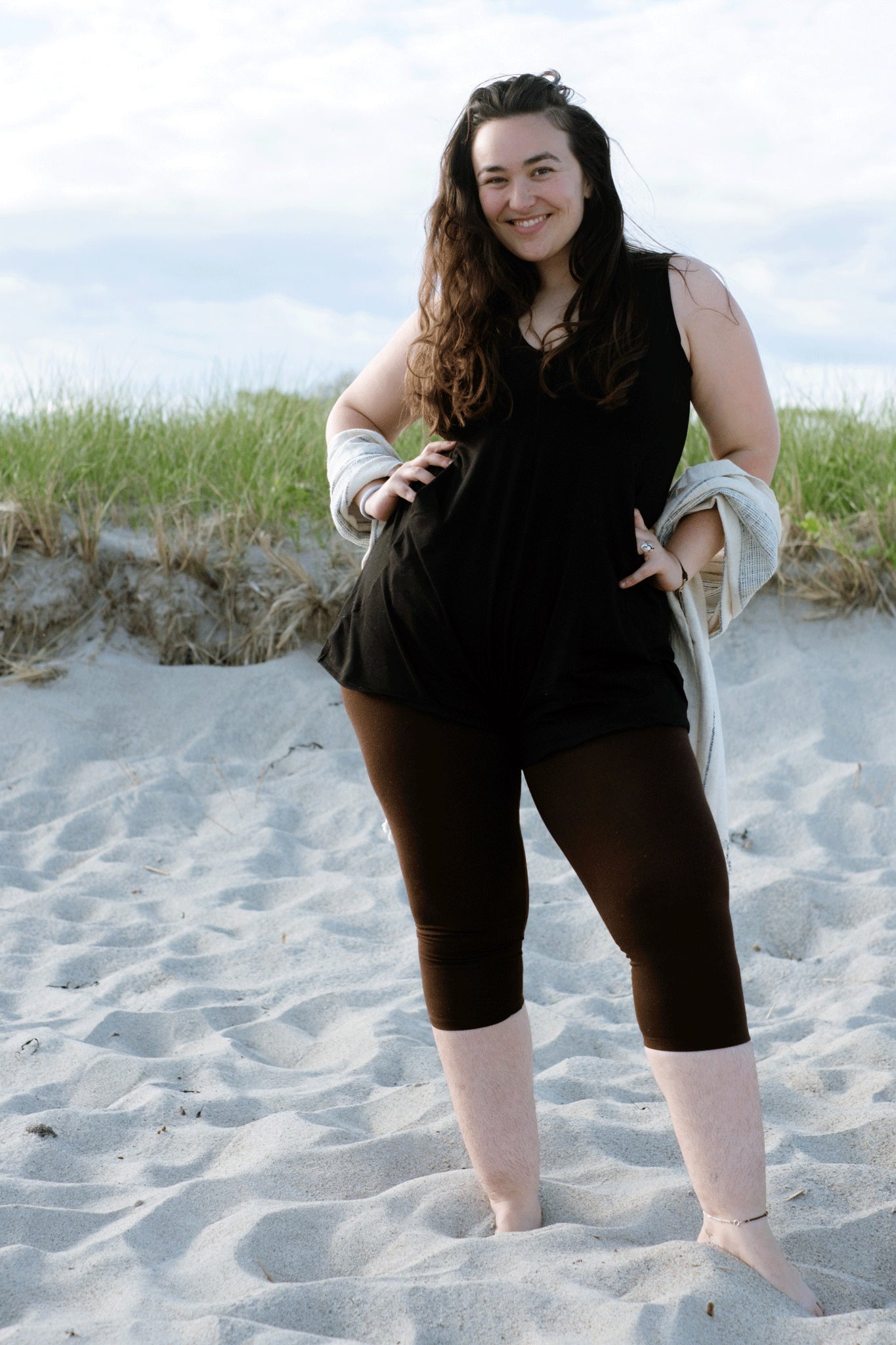 suger® black sprout romper worn by model size joy