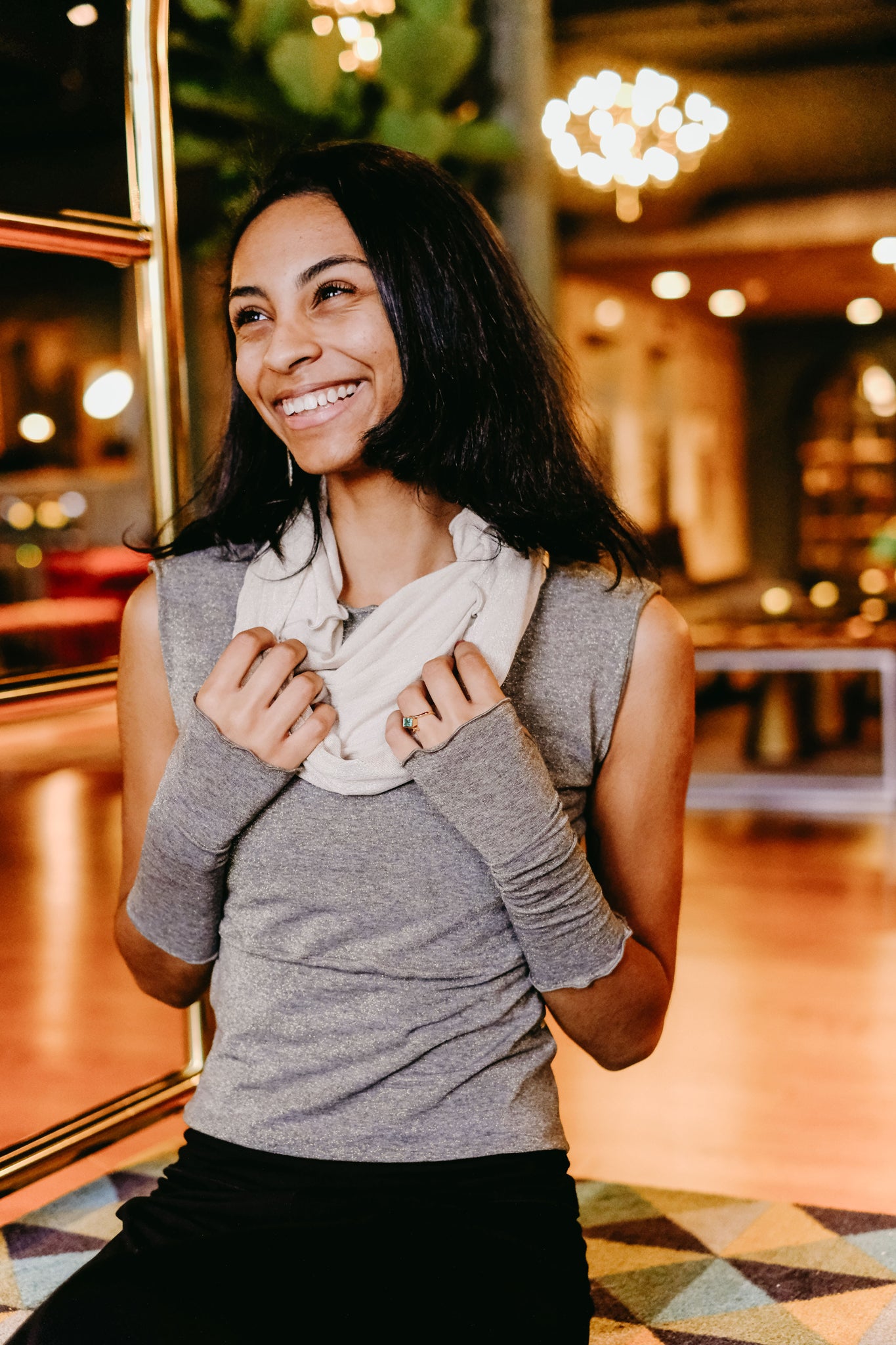 angelrox® aria fingerless gloves in gold with hourglass in heaven and hourglass in champagne