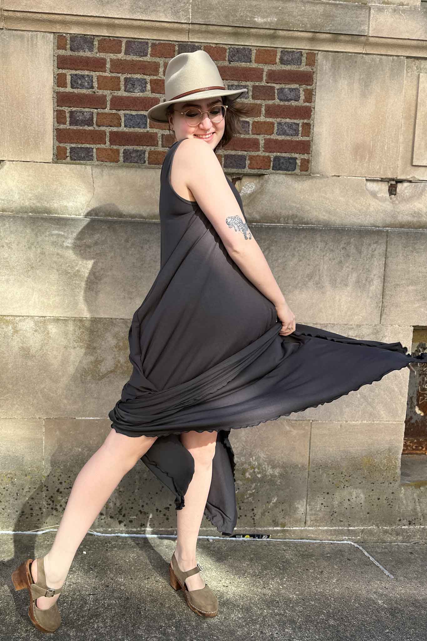 angelrox® dixie dress in tissue dusk and shawl in tissue dusk