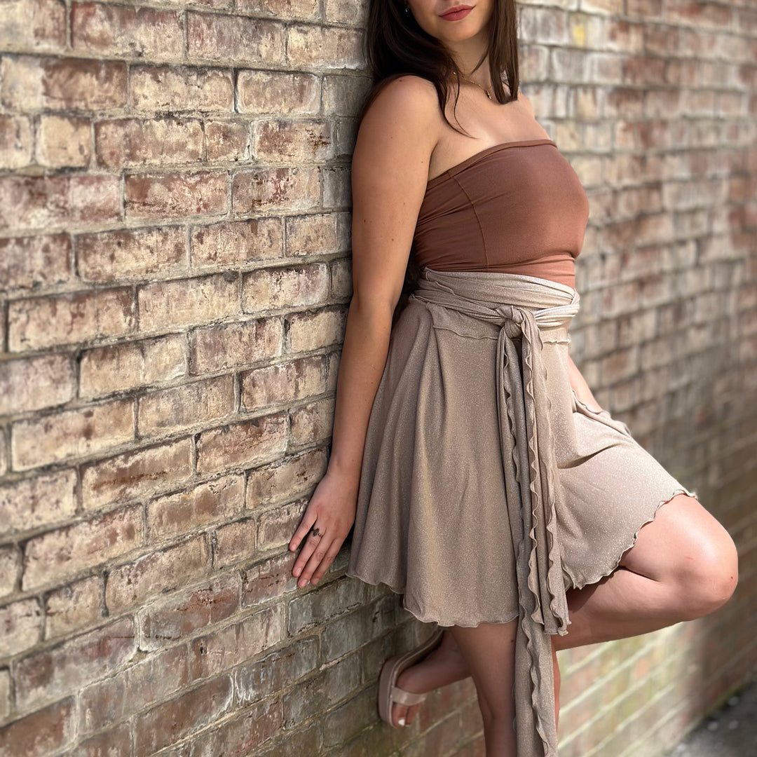 cedar pinup with champagne shimmer girly wrap