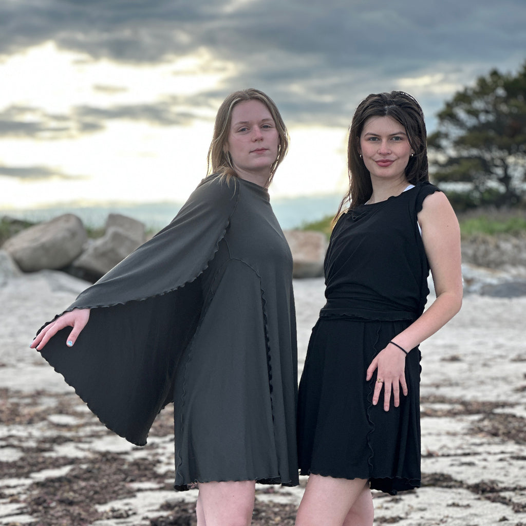 angelrox® dahlin' dress on two lovely angels in black + fir