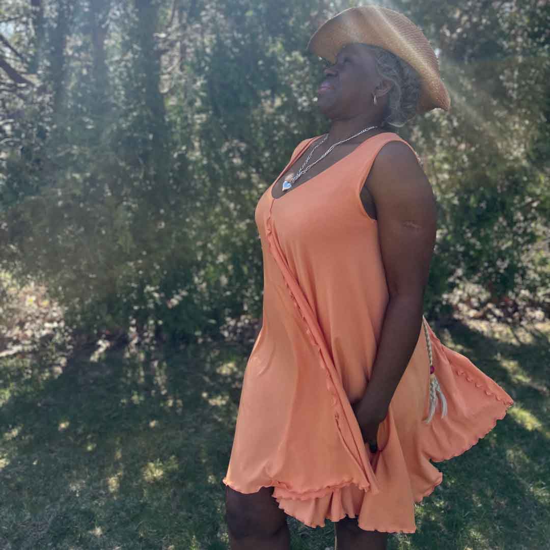 angelrox® dixie dress in tissue peach