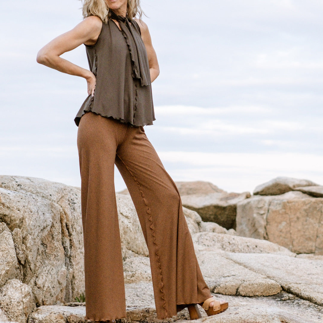 suger® swirlsuit in almond + fir honey tank top