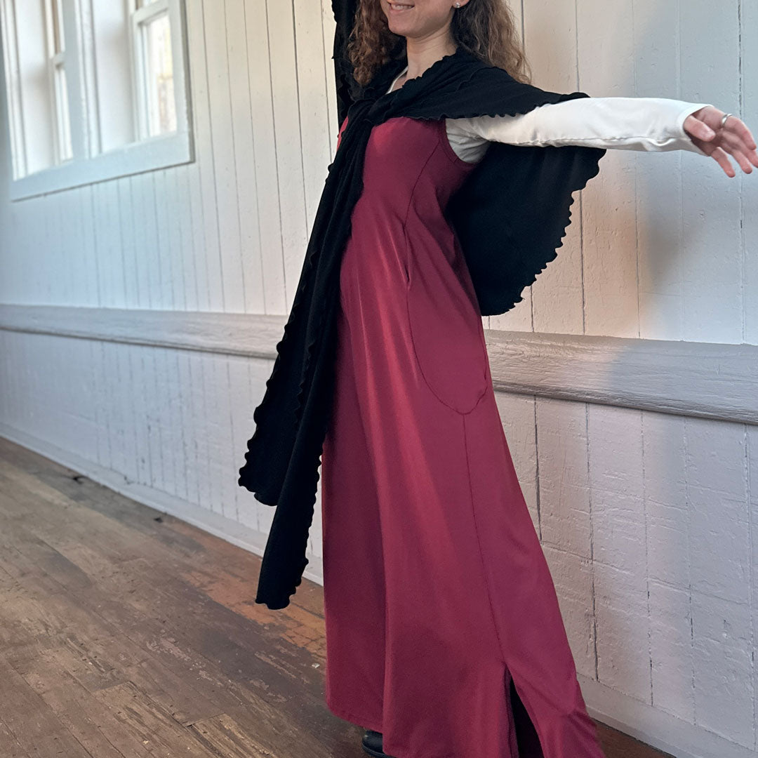 ruby farmer with milk vneck and black girly wrap