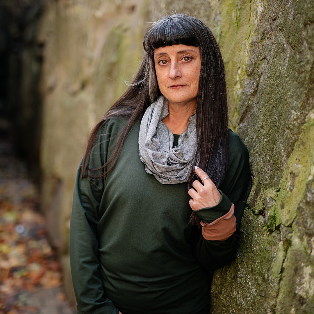 terry welder pullover in fir with mercury loop