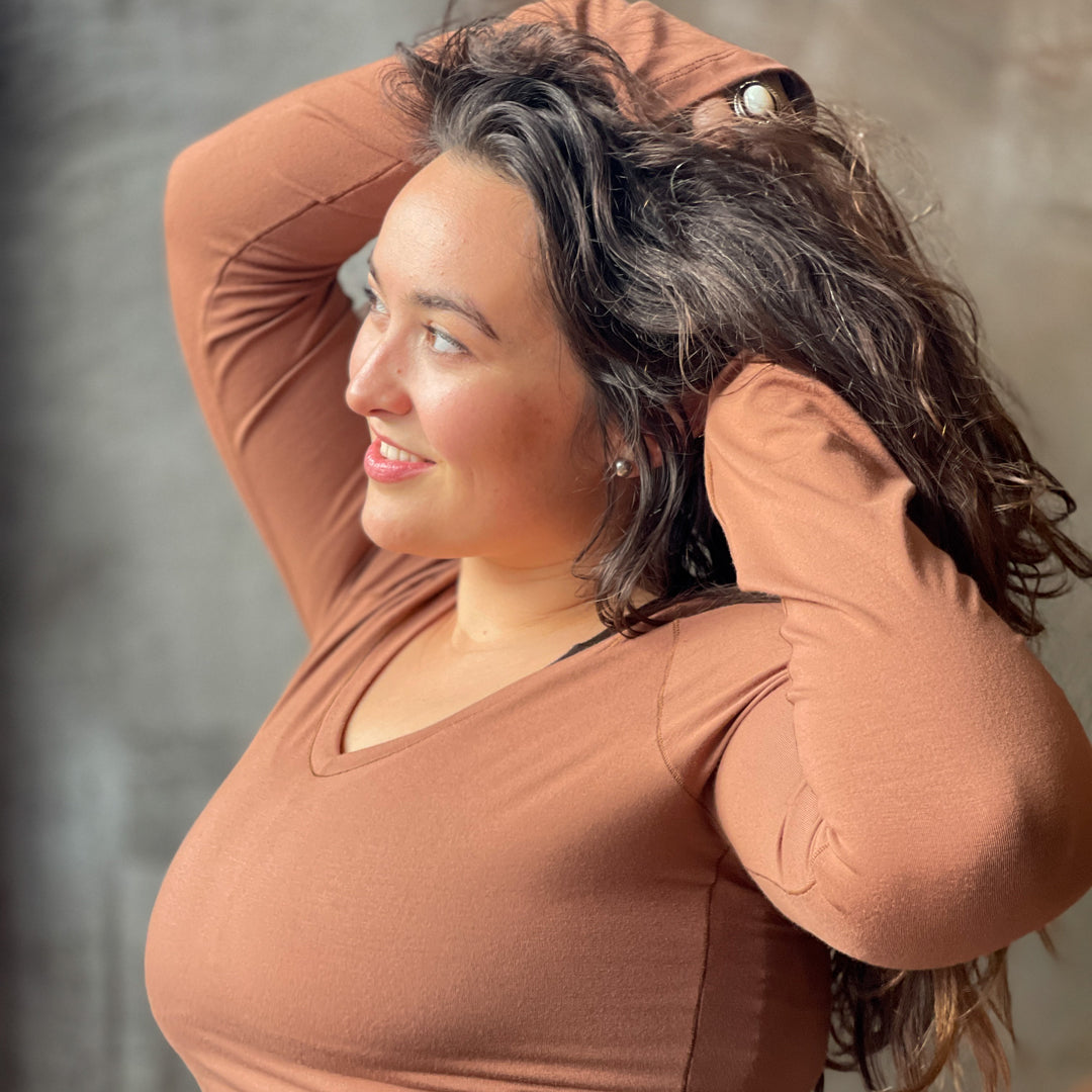 bamboo cedar vneck long sleeve