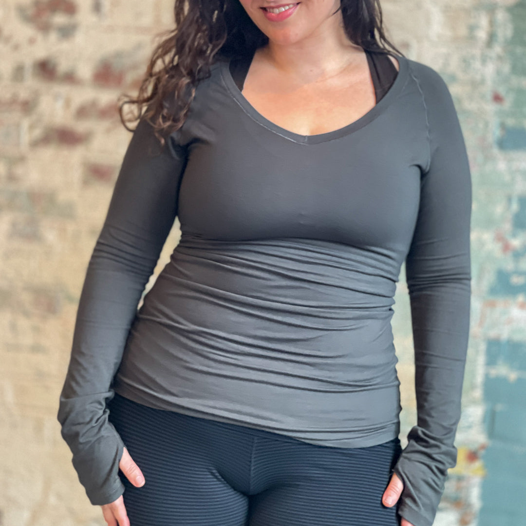 bamboo fir vneck long sleeve top