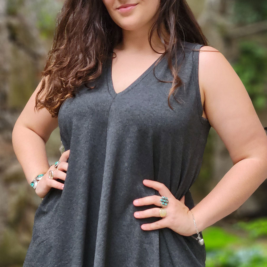 daisy tunic tank in charcoal