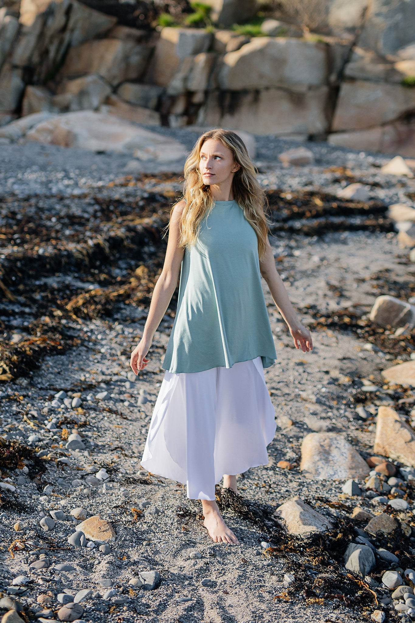 white petal pant paired with glass daisy tunic