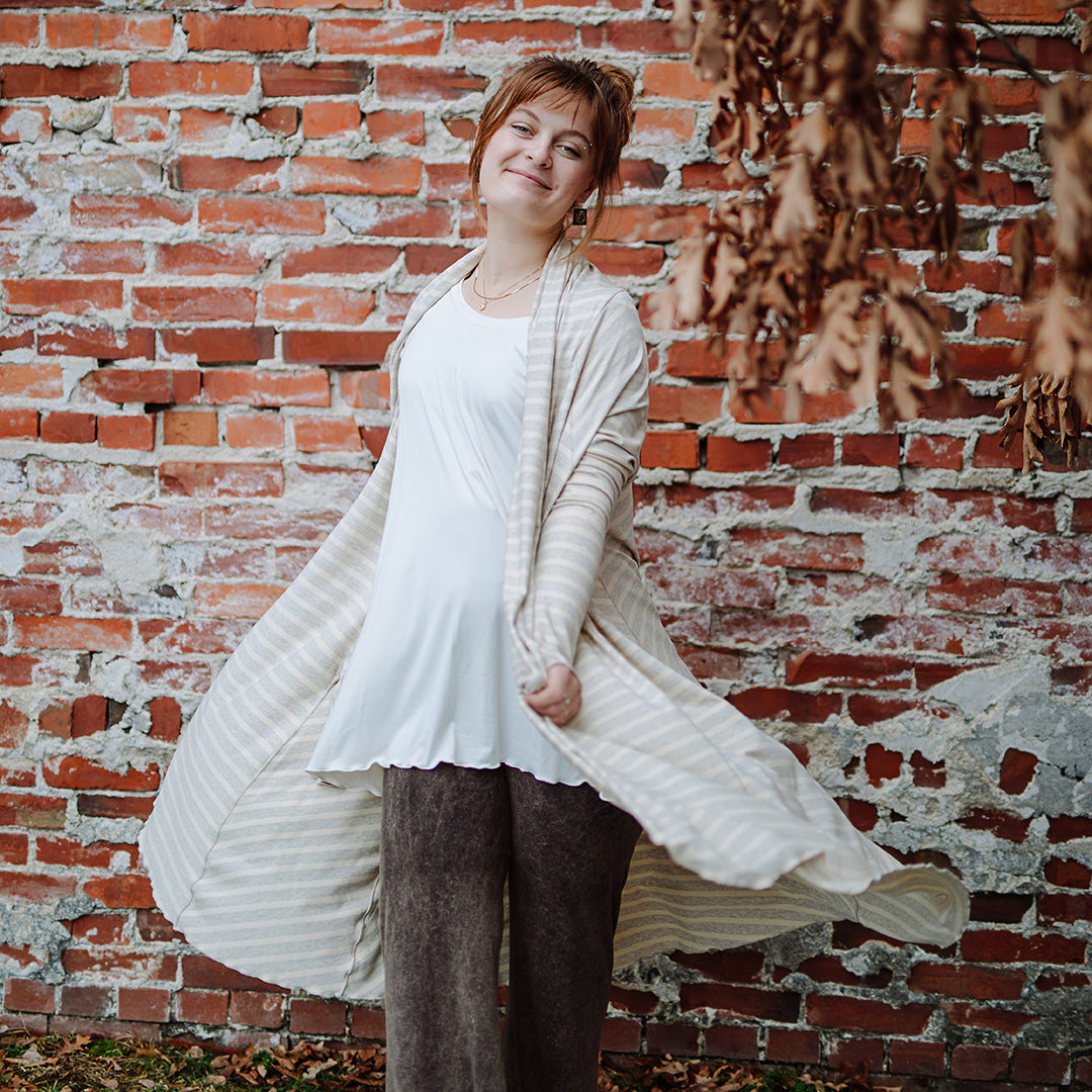 milk swing top, dune garden coat, and mineral trouser