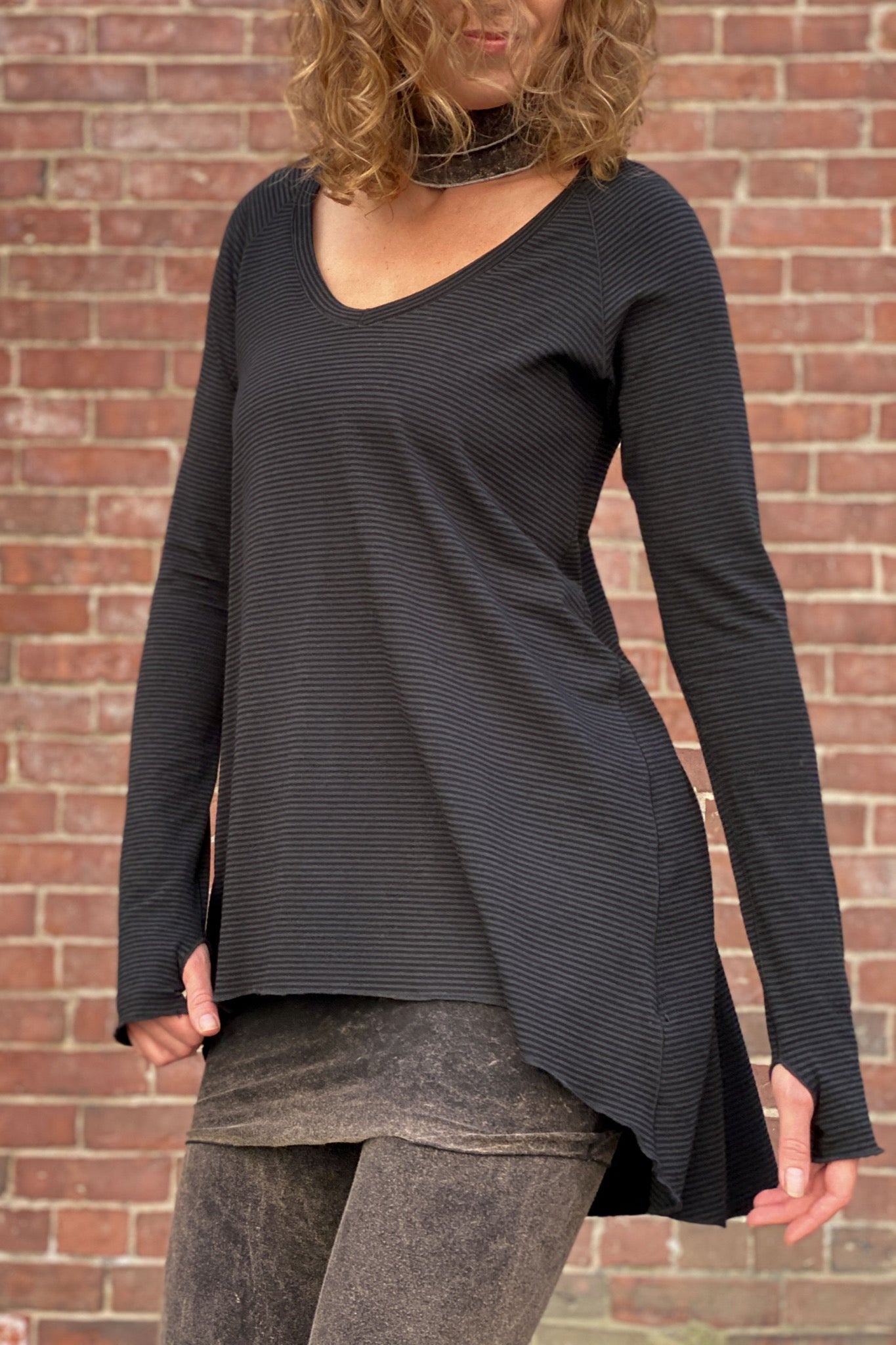 subtle black long sleeve tunic