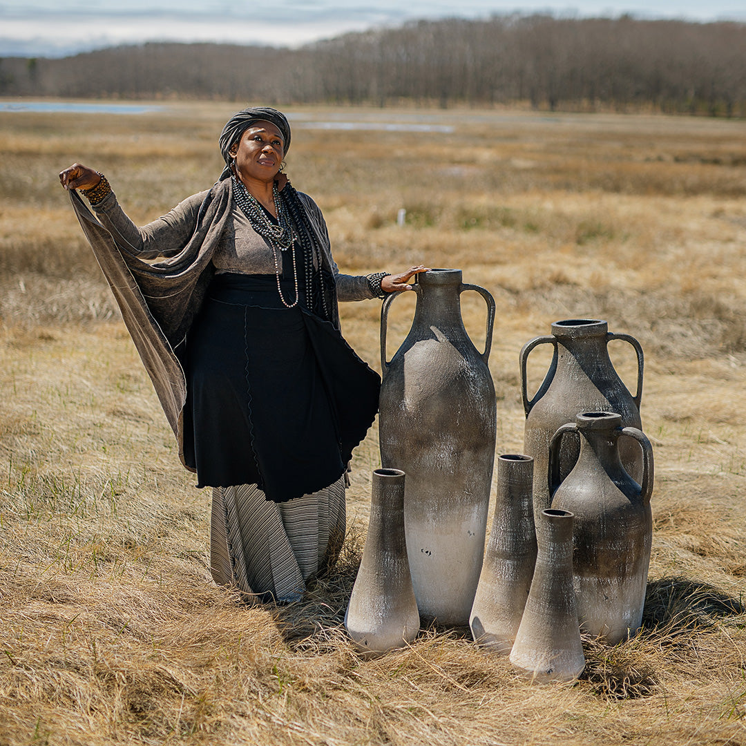 wrap dress skirt in black paired with mineral core + earth stripe lady flirt + mineral garden coat