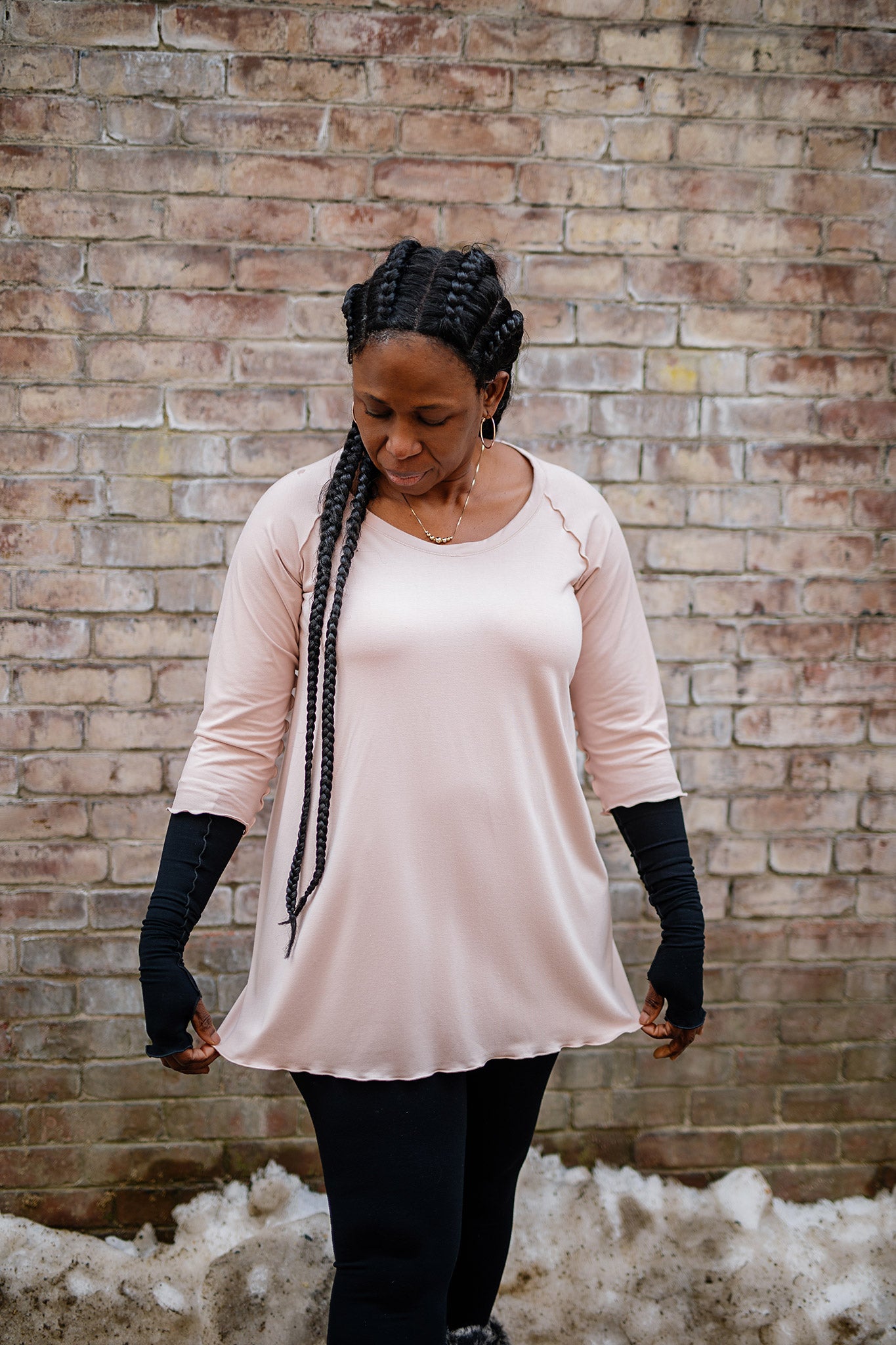 swing top in ballet with black opera sleeves