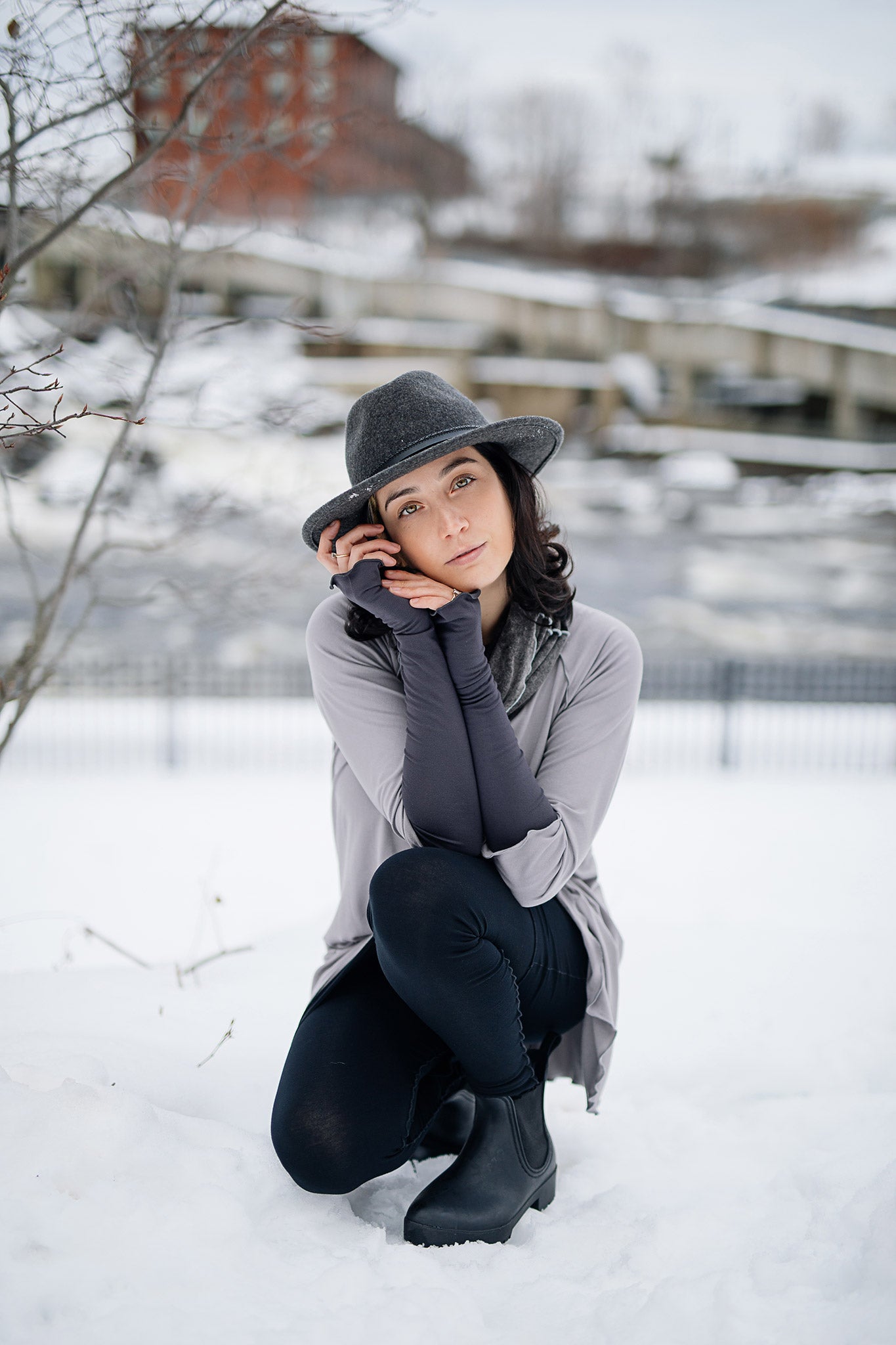 opera sleeves in carbon paired with black playsuit and swing top in moon
