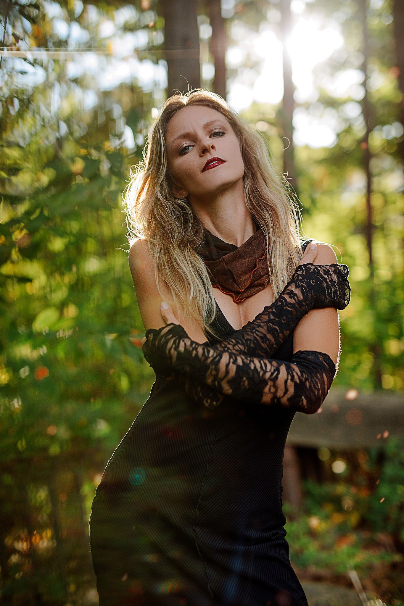 black lace opera sleeves