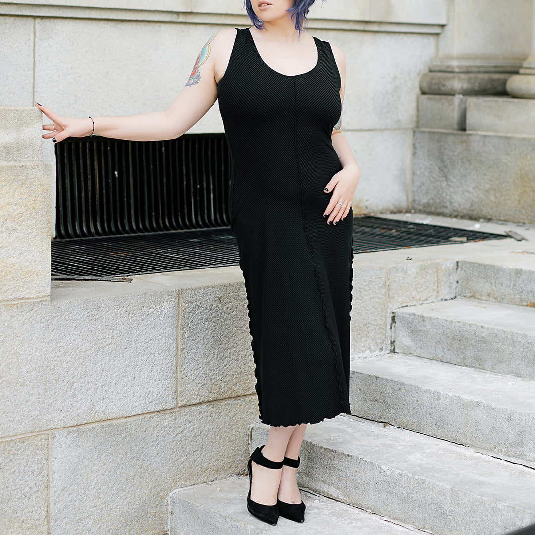 goddess dress in subtle black