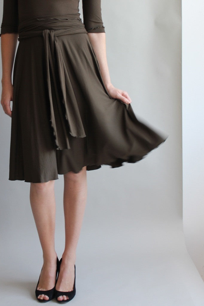 full circle audrey dress by angelrox in olive with obi sash as belt