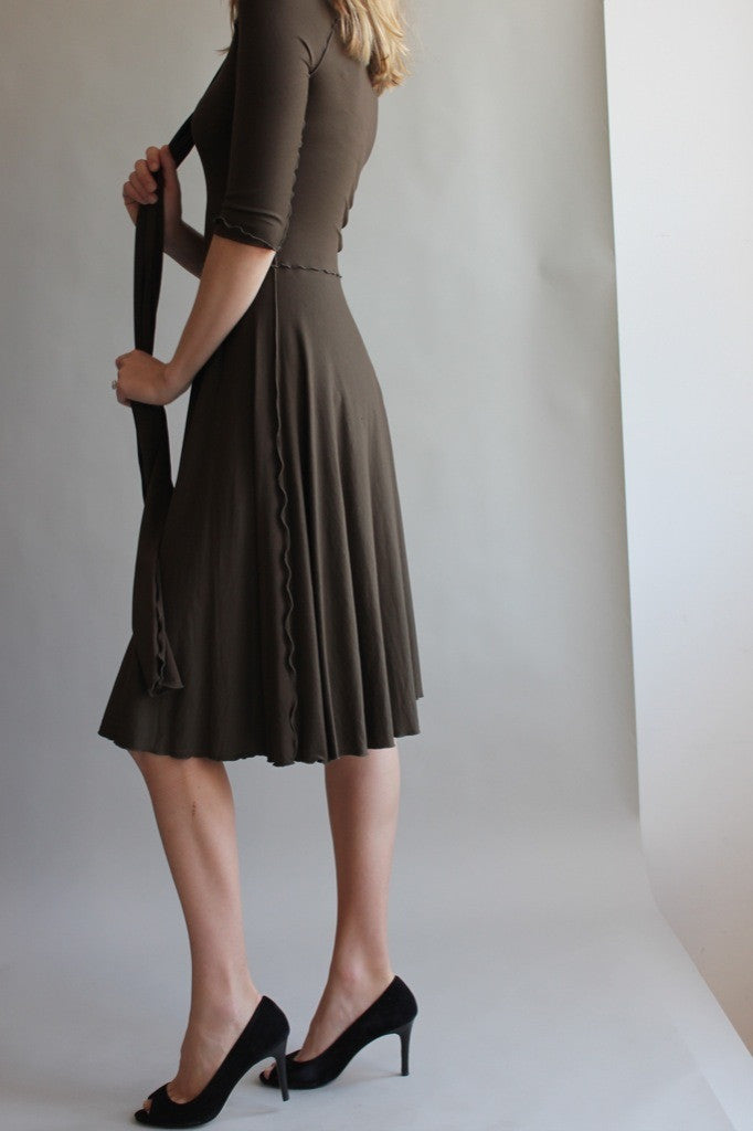 audrey dress by angelrox in olive - coordinating obi sash as scarf