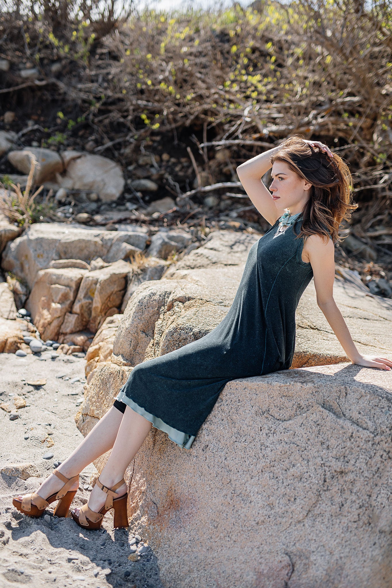 glow dress in blue mineral layered over glass flirt as a skirt