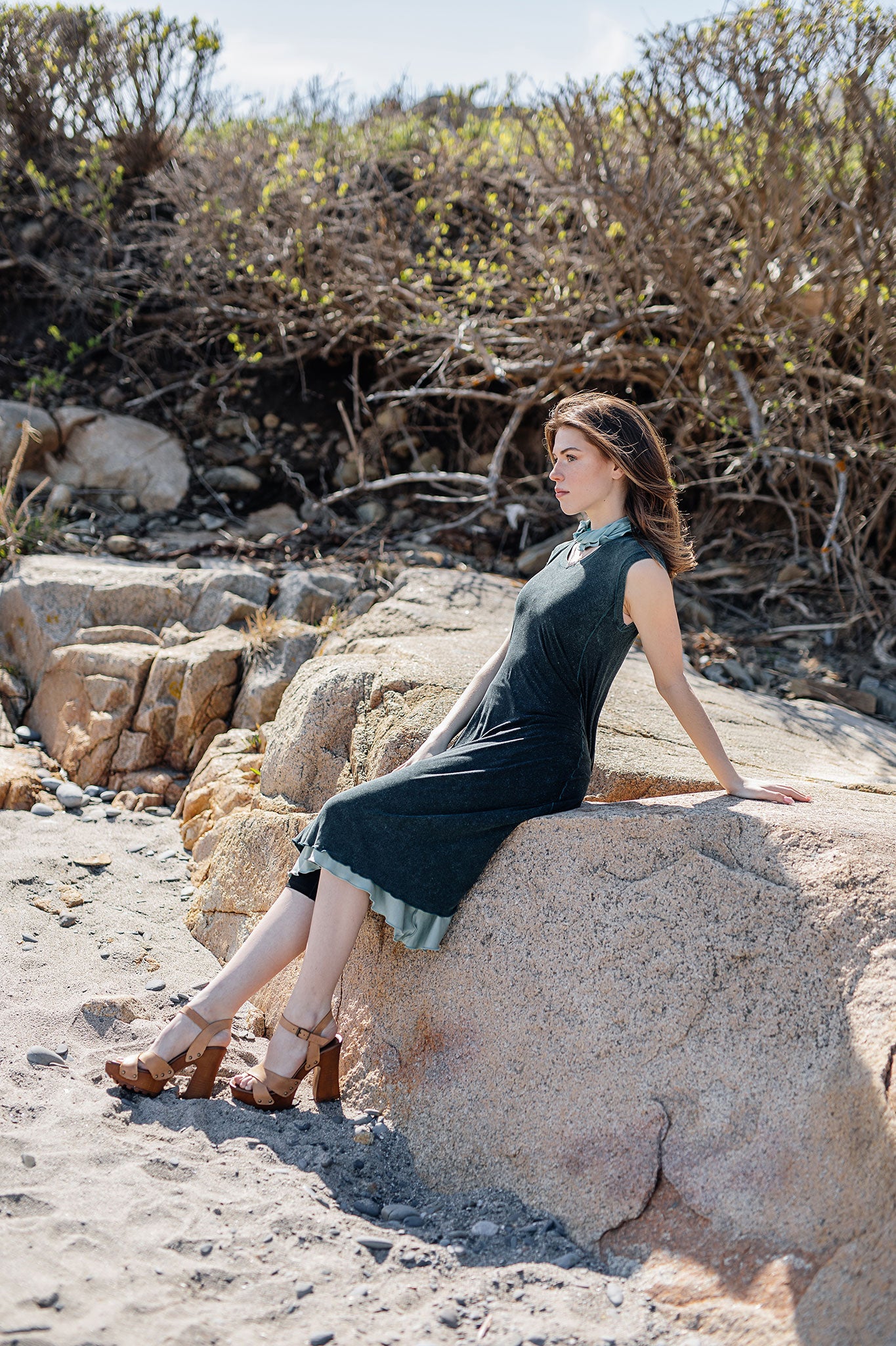 glow dress in blue mineral layered over glass flirt as a skirt