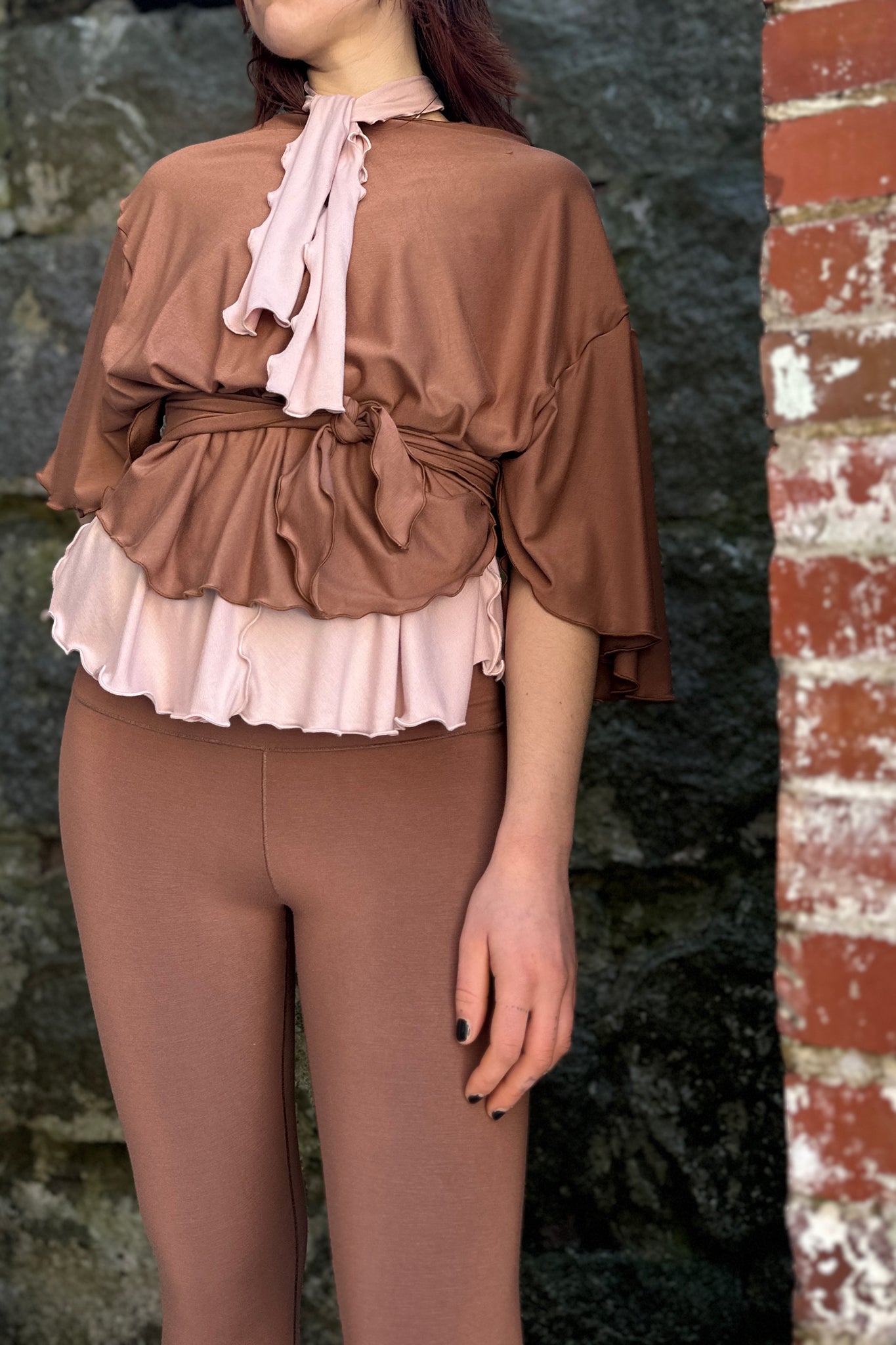 flutter jacket in cedar styled over ballet honey tank