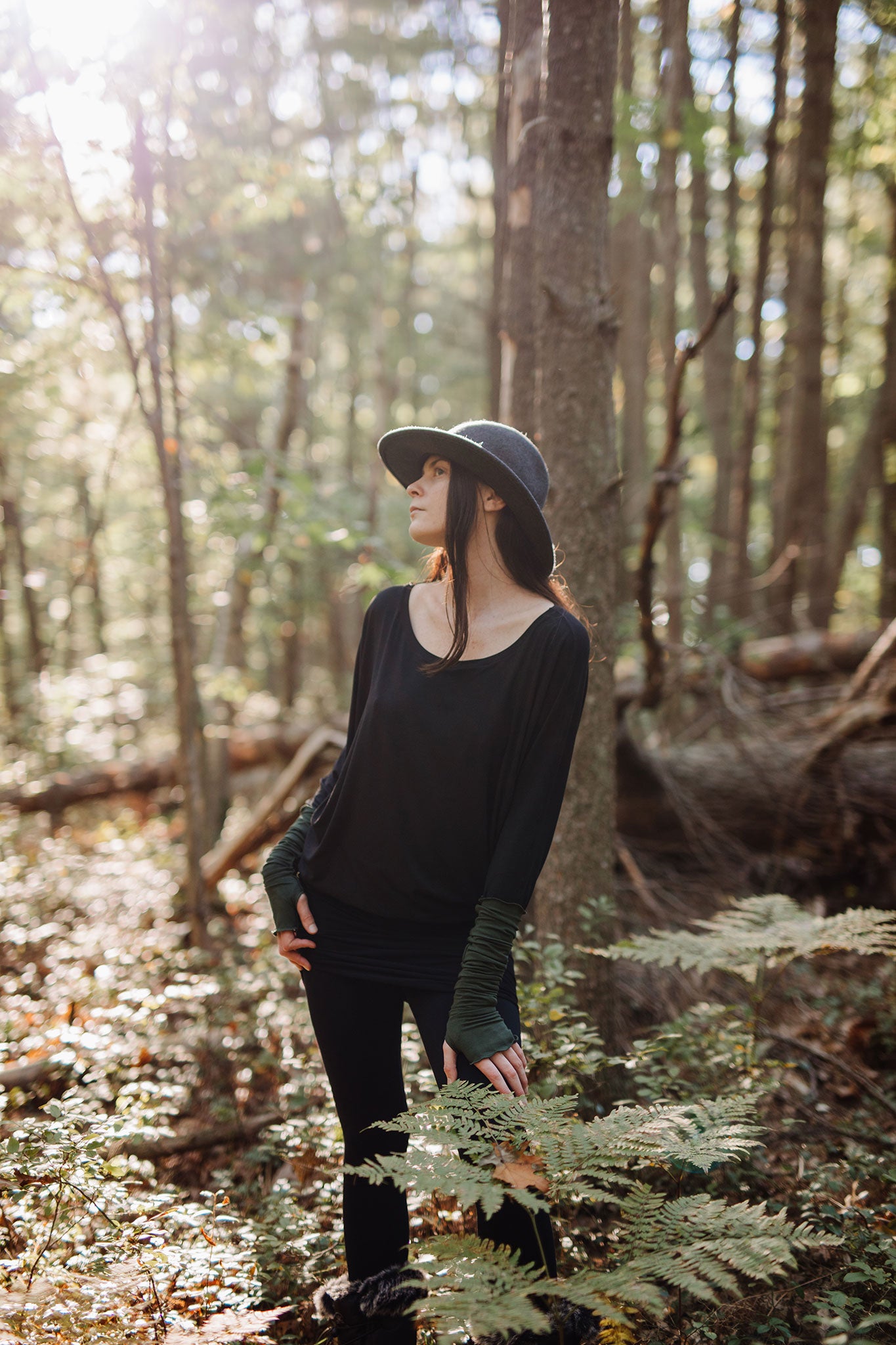 climber legging in black with pop top in black