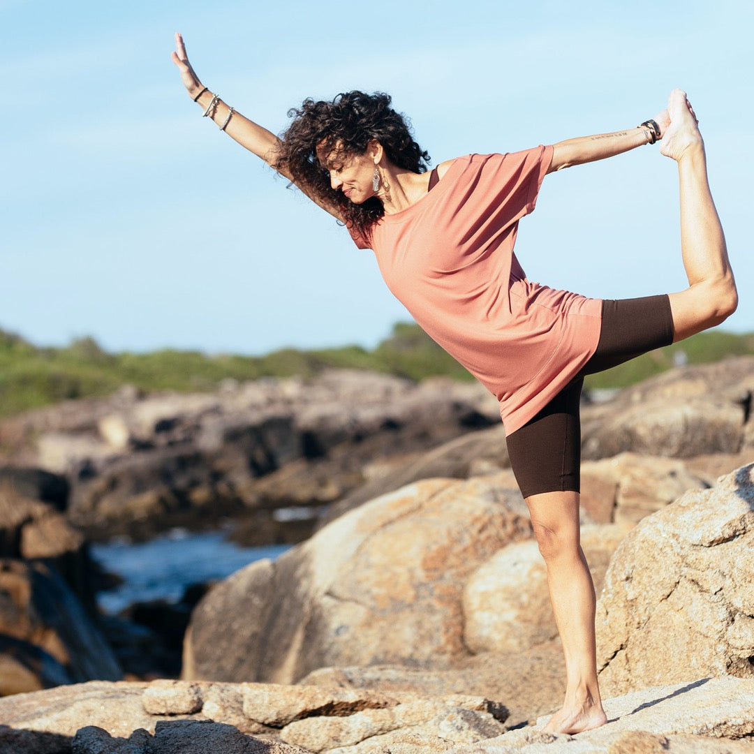 flash off shoulder top in reef + hiker in peat
