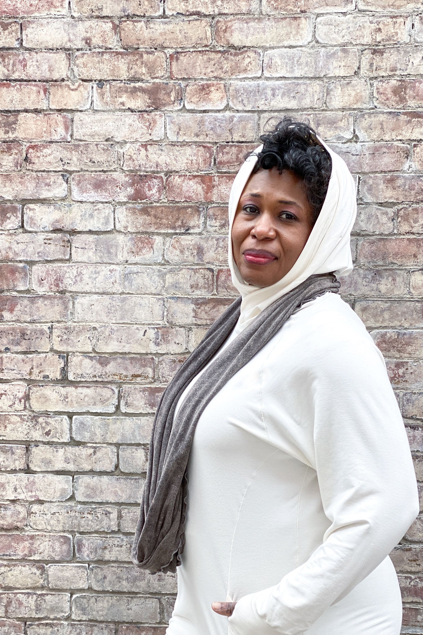 maeve hooded pullover in milk with mineral loop