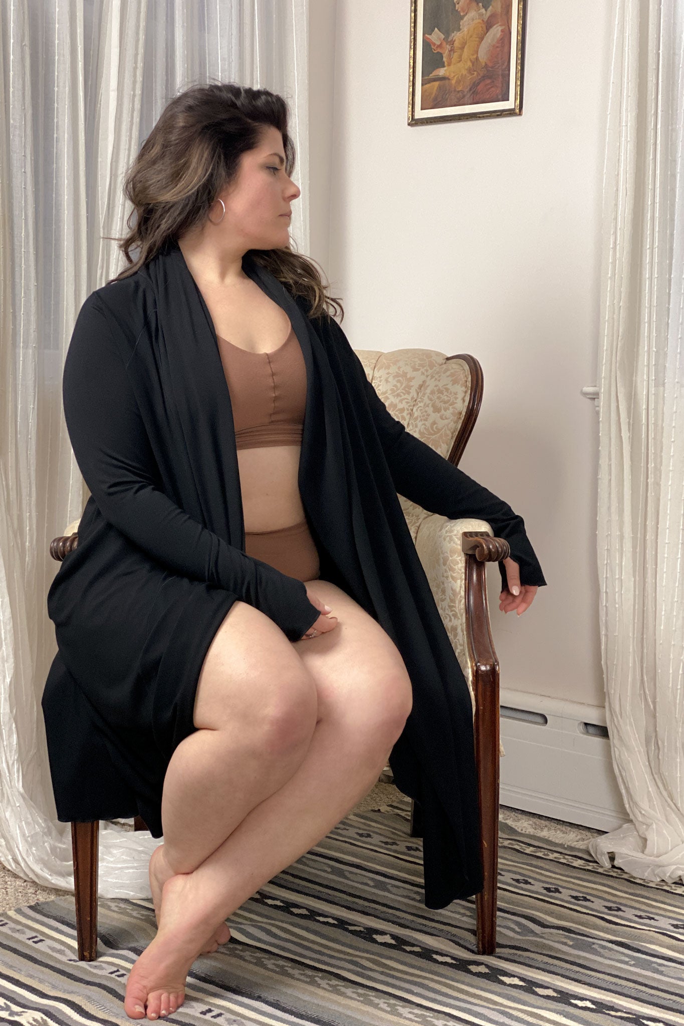cedar brief + balance bra with the black garden coat
