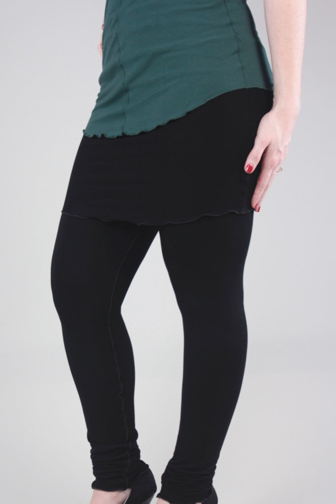 black playsuit as a skirt and legging piece