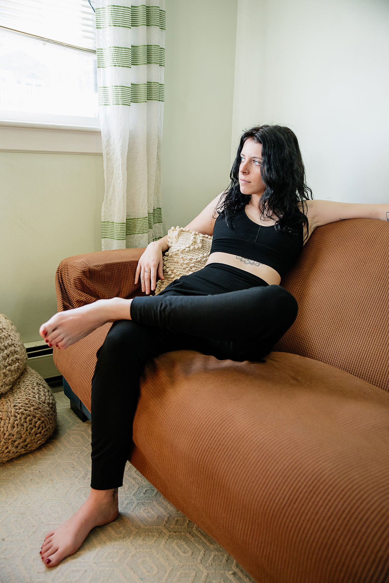 jogger sweatpant in black with black balance bra