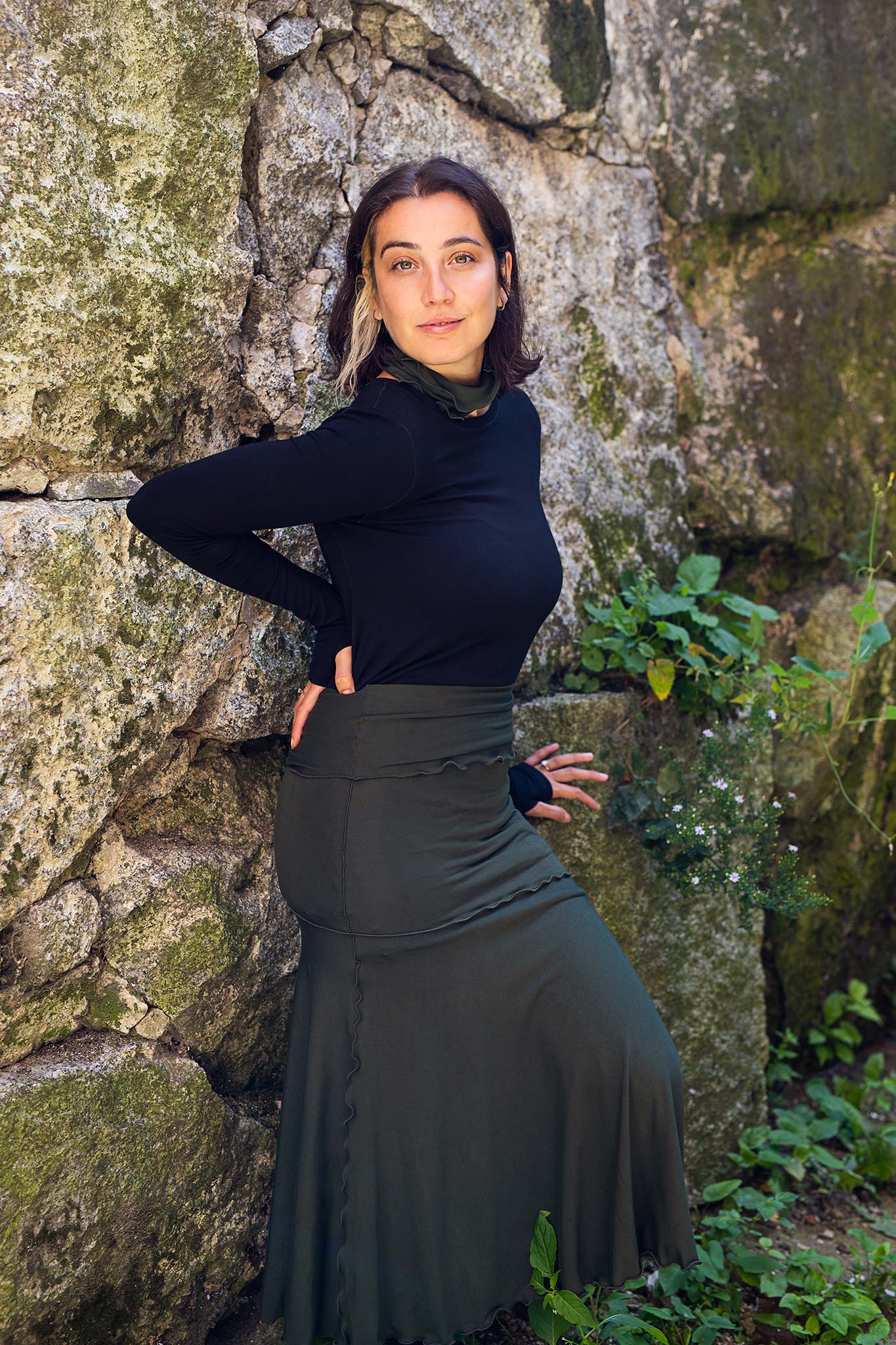 flirt worn as a long skirt in fir