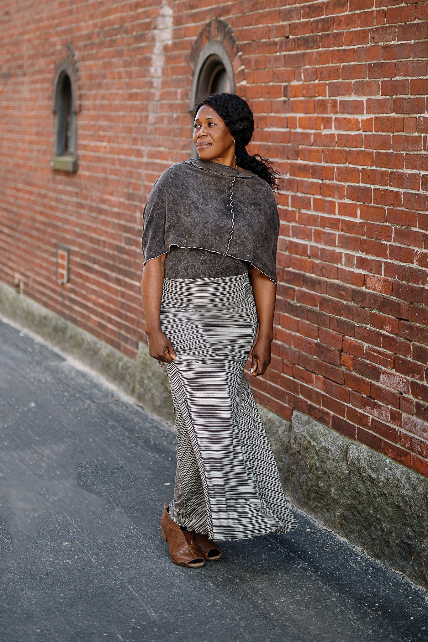 lady flirt dress skirt in earth stripe + mineral loop