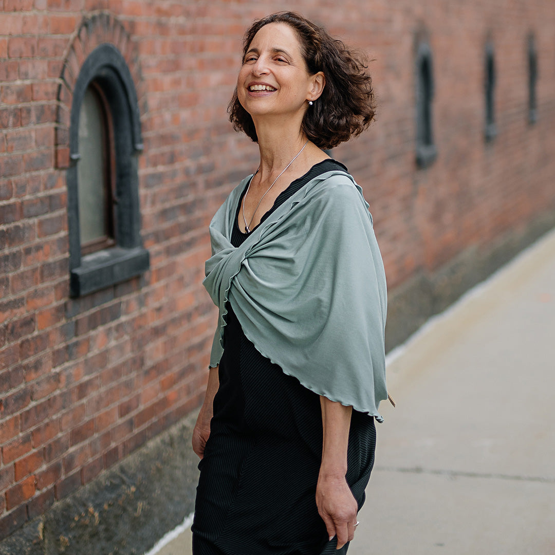 loop infinity scarf shawl in glass + subtle black flare + blue mineral flirt