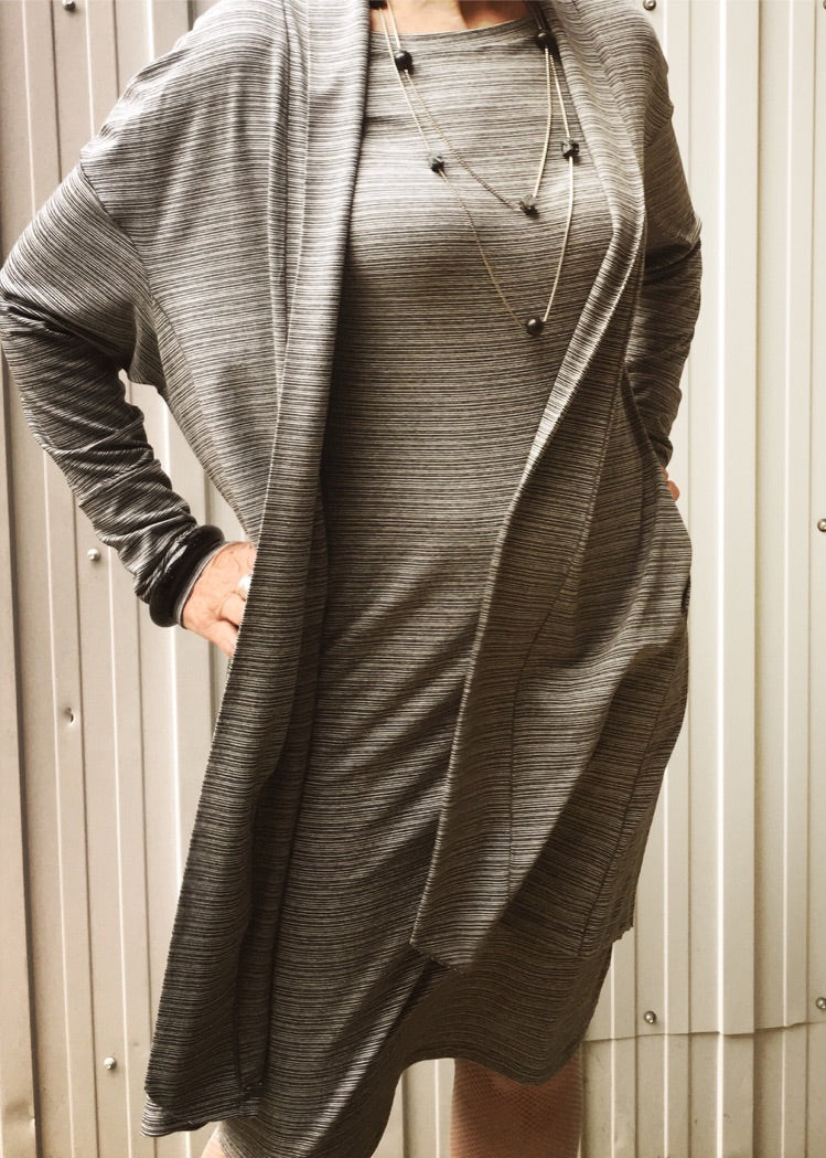 hstripe coco blazer over matching sheath