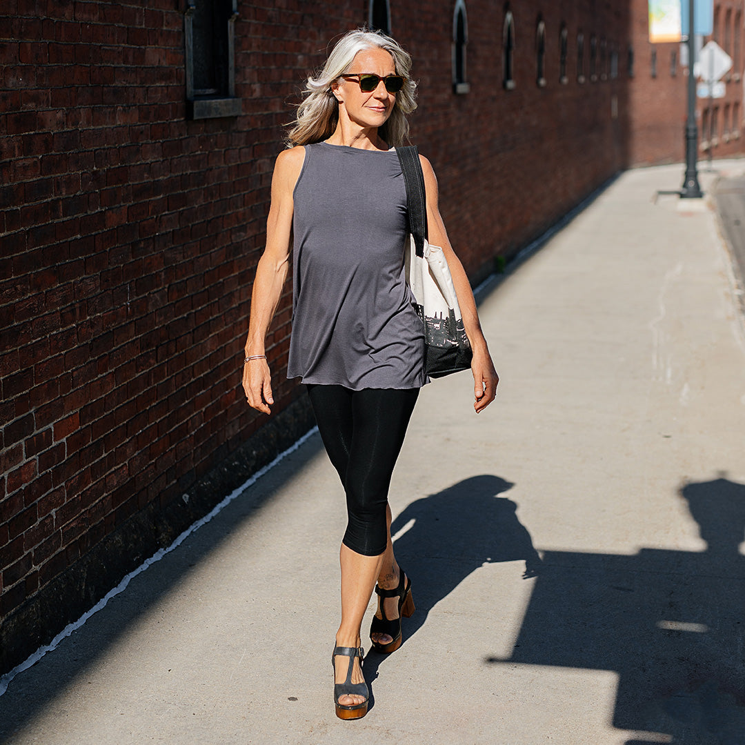 daisy tunic tank in carbon