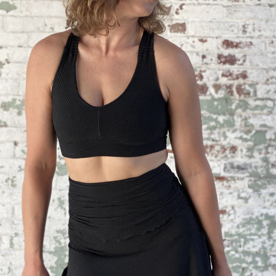 balance bra in subtle black stripe