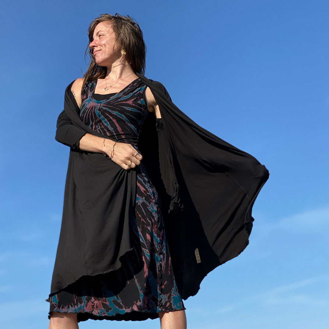 tissue black garden coat