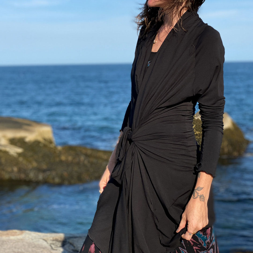 garden coat in tissue black bamboo