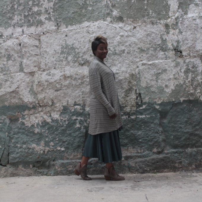 coco blazer in earth stripe