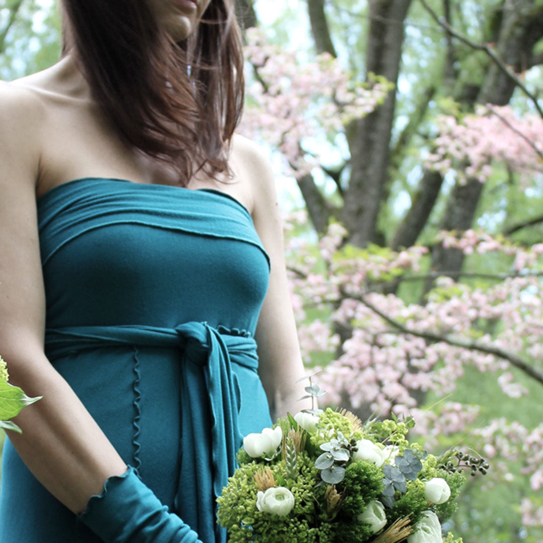 the wrap styled different ways as bridesmaid dresses