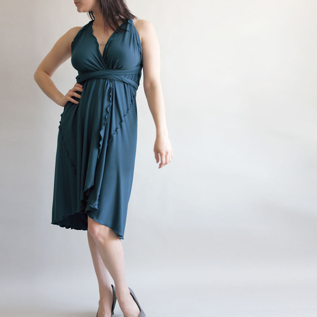 the lady wrap as a dress in lagoon bamboo