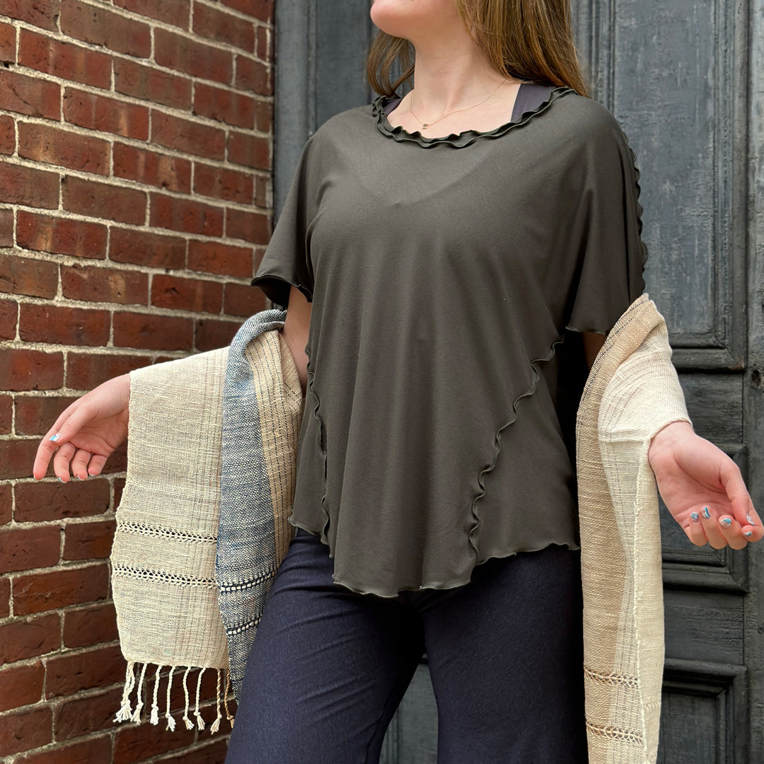 angelrox® sweet t in fir + shoreline shawl