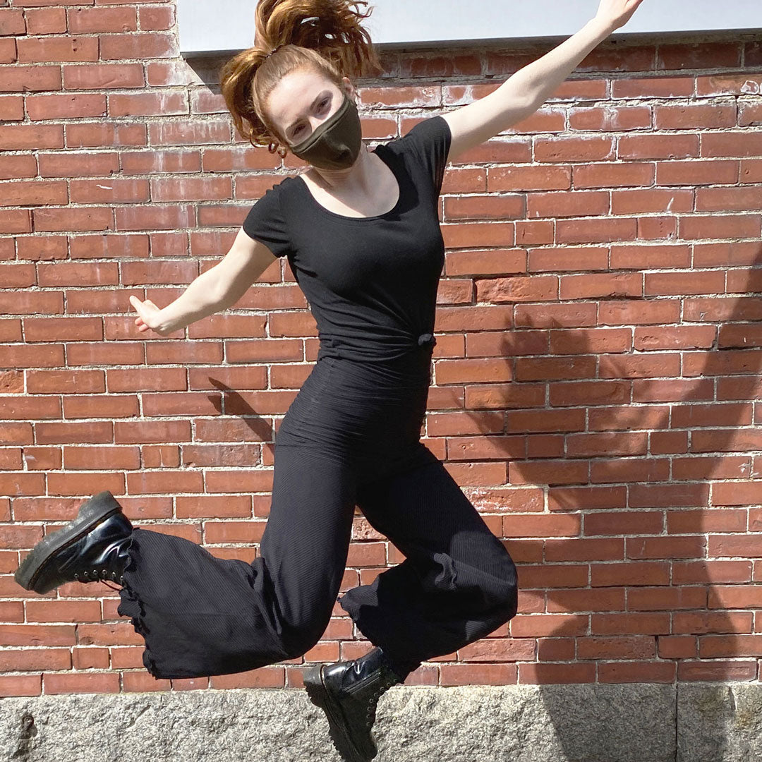 swirlsuit wide leg jumpsuit in subtle black