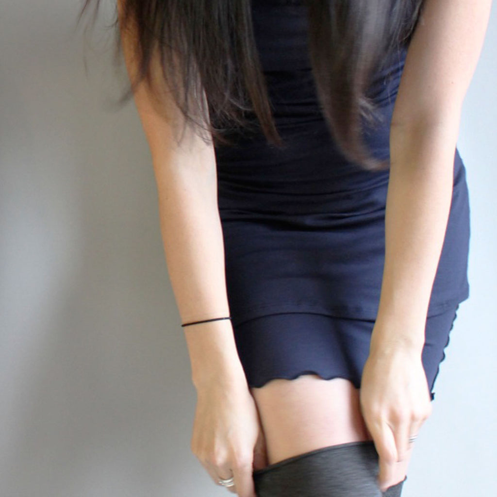 navy wifey with our charcoal stockings