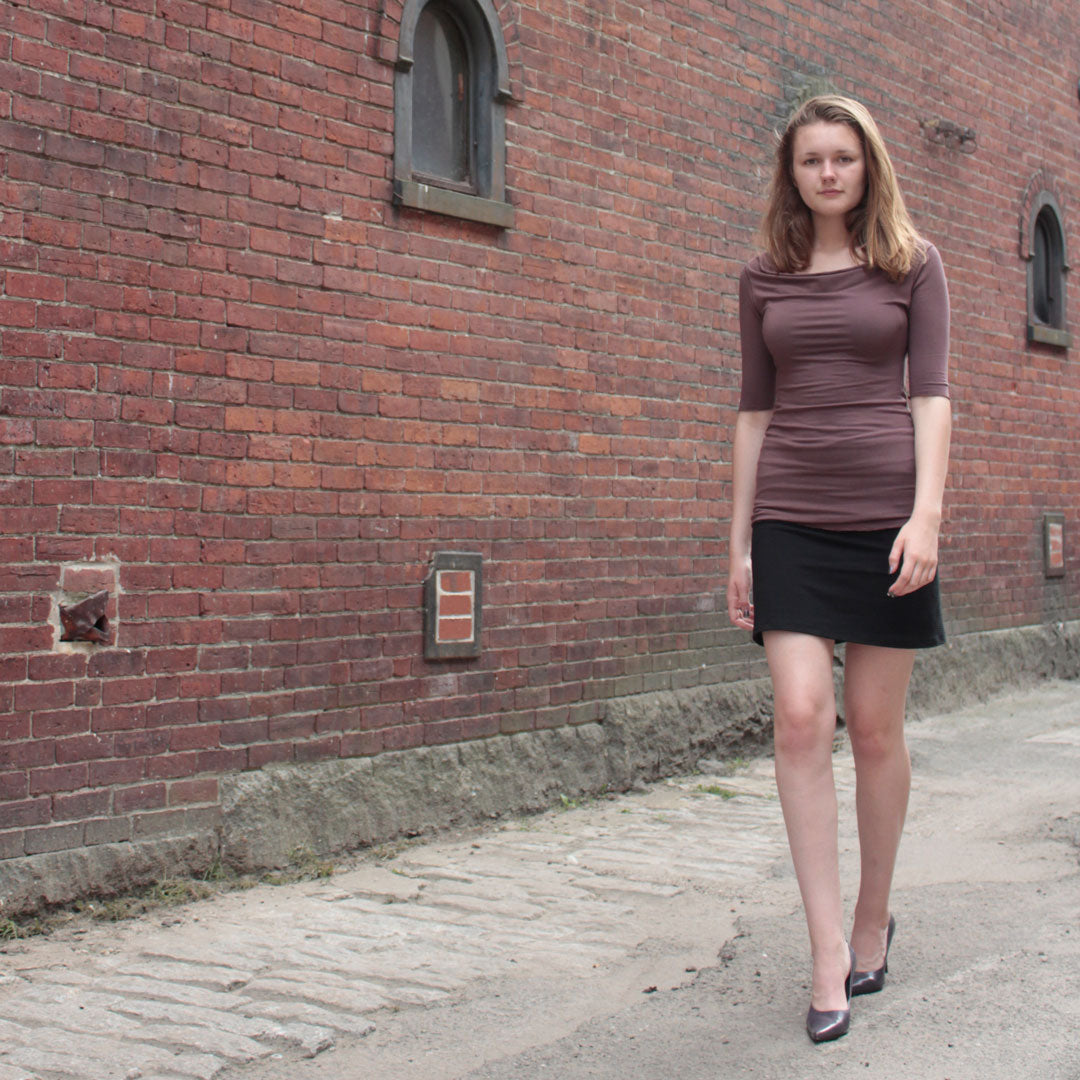 root skirt in black bamboo + cacao grace top